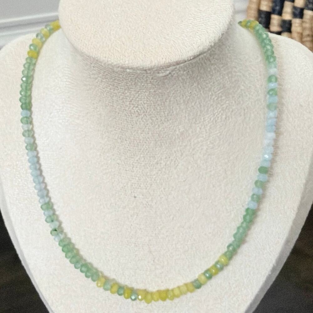 Second Bloom Studio Artisan Made Rainbow Agate Ombre Necklace 17" Pastel